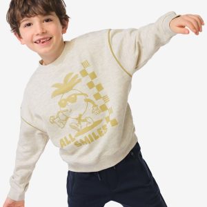 HEMA HEMA Kindertrui Print Retro Grijsmelange (grijsmelange)