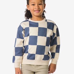 HEMA HEMA Kindertrui Sweatstof Blokken Ecru (ecru)
