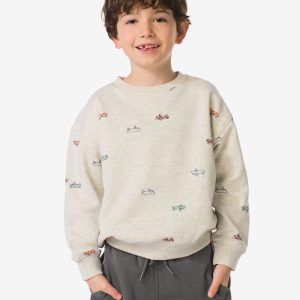HEMA HEMA Kindertrui Sweatstof Print Grijsmelange (grijsmelange)