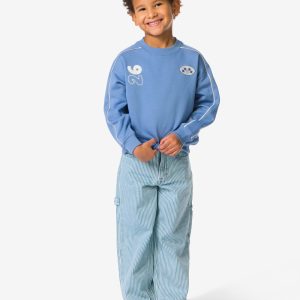 HEMA HEMA Kinderbroek Strepen Lichtblauw (lichtblauw)