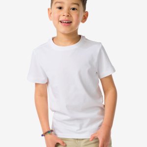 HEMA HEMA Kinder T-shirts Biologisch Katoen - 2 Stuks Wit (wit)