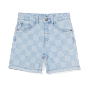 HEMA HEMA Kinder Korte Broek Ruiten Blauw (blauw)