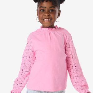 HEMA HEMA Kindertop Broderie Roze (roze)