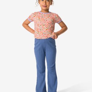 HEMA HEMA Kinderlegging Flared Fit Rib Blauw (blauw)