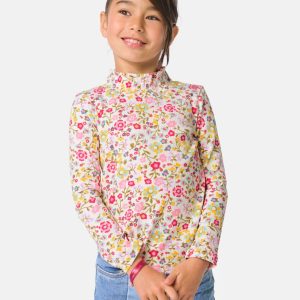 HEMA HEMA Kinder T-shirt Rib Bloemen Ecru (ecru)