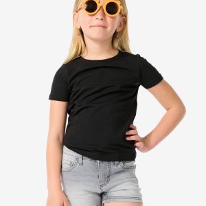 HEMA HEMA Kinder T-shirts Biologisch Katoen - 2 Stuks Zwart (zwart)