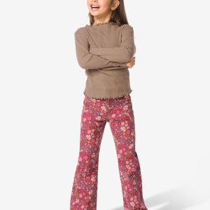 HEMA HEMA Kinderjeans Wijd Bloemen Lichtbruin (lichtbruin)