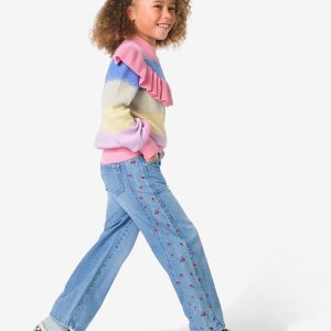 HEMA HEMA Kinderjeans Wijd Fruitprint Middenblauw (middenblauw)