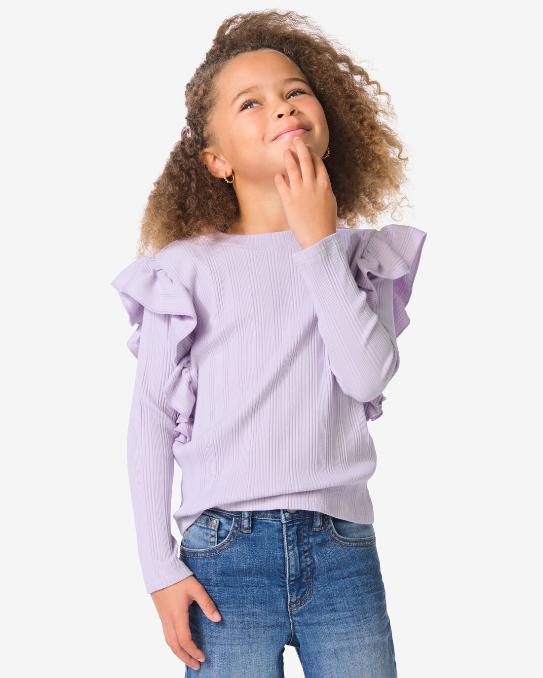 HEMA HEMA Kinder T-shirt Rib Paars (paars) 1 HEMA HEMA Kinder T-shirt Rib Paars (paars)