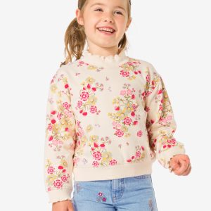 HEMA HEMA Kindertrui Sweatstof Bloemen Ecru (ecru)