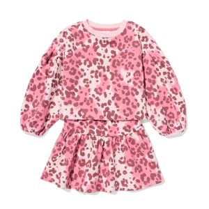 HEMA HEMA Kinderkledingset Comfy Fit Sweatstof Dierenprint Roze (roze)