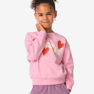 HEMA HEMA Kindertrui Sweatstof Hartjes Roze (roze)