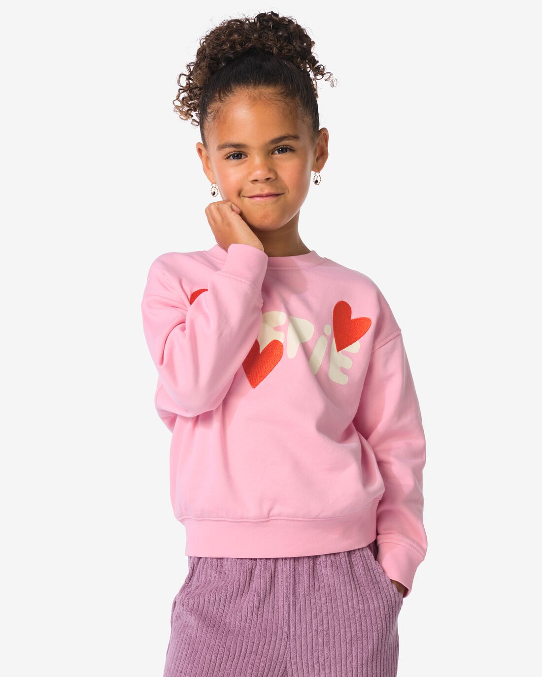 HEMA HEMA Kindertrui Sweatstof Hartjes Roze (roze) 1 HEMA HEMA Kindertrui Sweatstof Hartjes Roze (roze)