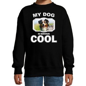 Honden liefhebber trui / sweater Australische herder my dog is serious cool zwart voor kinderen
