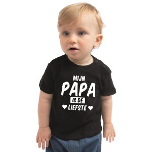 Mijn papa is de liefste cadeau t-shirt zwart voor baby / kinderen - jongen / meisje