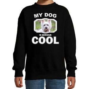 Honden liefhebber trui / sweater West terrier my dog is serious cool zwart voor kinderen