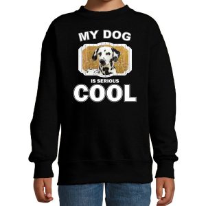 Honden liefhebber trui / sweater Dalmatier my dog is serious cool zwart voor kinderen