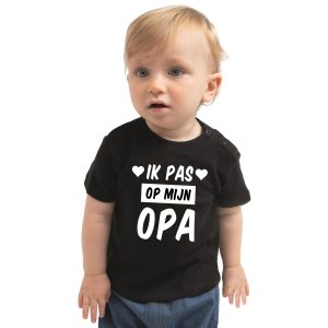 Ik pas op mijn opa cadeau t-shirt zwart voor baby / kinderen - jongen / meisje