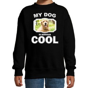 Honden liefhebber trui / sweater Golden retriever my dog is serious cool zwart voor kinderen