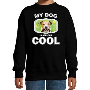 Honden liefhebber trui / sweater Jack russel my dog is serious cool zwart voor kinderen