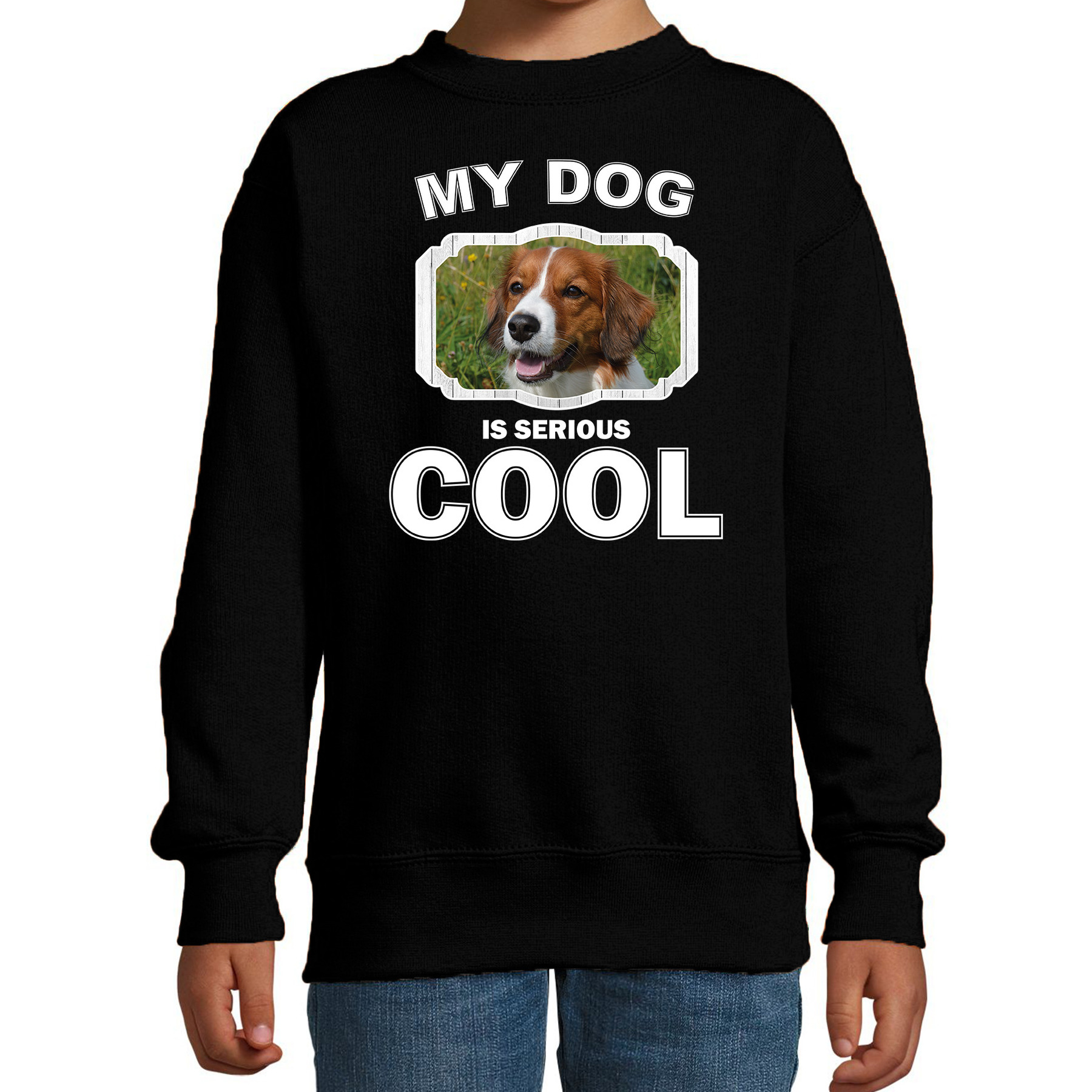 Honden liefhebber trui / sweater Kooiker my dog is serious cool zwart voor kinderen 1 Honden liefhebber trui / sweater Kooiker my dog is serious cool zwart voor kinderen