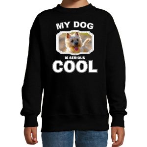 Honden liefhebber trui / sweater Cairn terrier my dog is serious cool zwart voor kinderen