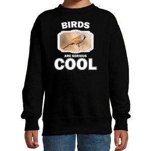Sweater birds are serious cool zwart kinderen - vogels/ baardmannetje vogel trui