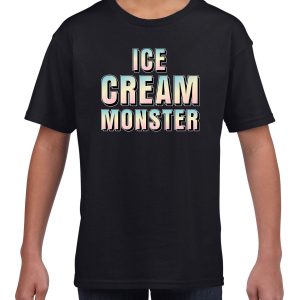 Ice cream monster fun tekst t-shirt zwart - kinderen - Fun tekst / Verjaardag cadeau / kado t-shirt kids