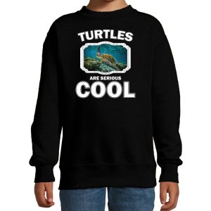 Sweater turtles are serious cool - zwart - kinderen - zee schildpad trui