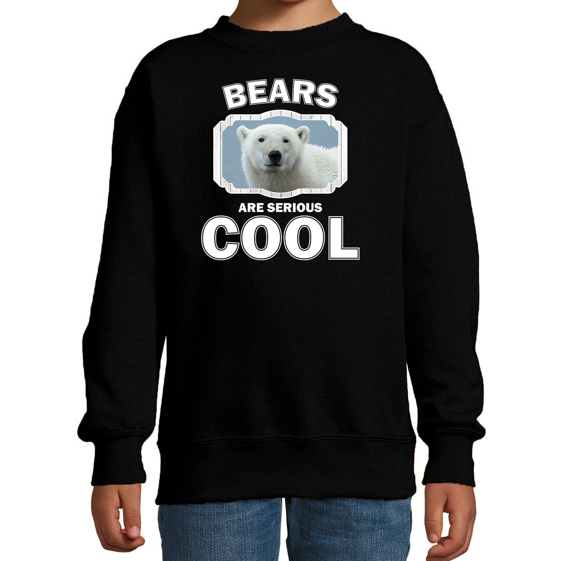 Sweater bears are serious cool zwart kinderen - ijsberen/ witte ijsbeer trui 1 Sweater bears are serious cool zwart kinderen - ijsberen/ witte ijsbeer trui
