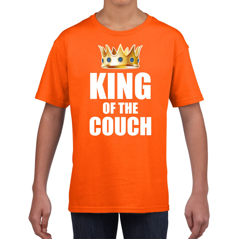 Koningsdag t-shirt king of the couch oranje voor kinderen / jongens - Woningsdag - thuisblijvers / Kingsday thuis vieren outfit 1 Koningsdag t-shirt king of the couch oranje voor kinderen / jongens - Woningsdag - thuisblijvers / Kingsday thuis vieren outfit