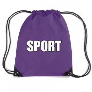 Nylon sport gymtasje / sporttasje / zwemtasje - paars - kinderen