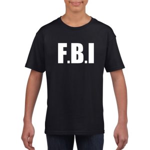 Politie FBI tekst - t-shirt - zwart - kinderen - Verkleedkleding - Carnaval