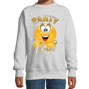 BD Verkleed sweater kinderen - party time emoji - grijs - themafeesten
