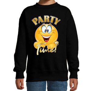 BD Verkleed sweater kinderen - party time emoji - zwart - themafeesten