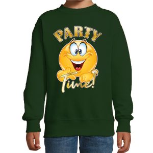 BD Verkleed sweater kinderen - party time emoji - groen - themafeesten