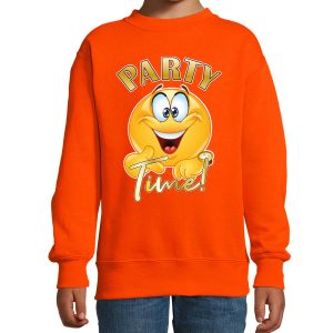BD Verkleed sweater kinderen - partytime emoji - oranje - themafeesten
