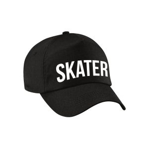 Skater tekst - baseballcap - petje - zwart - voor kinderen