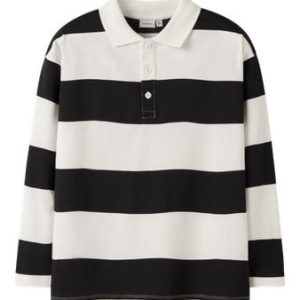 Name it winter polo t-shirt jongens - zwart - relaxed fit - NkmNutiva