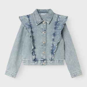 Name it zomer spijkerjas meisjes - licht blauw bleached denim - Nkflana