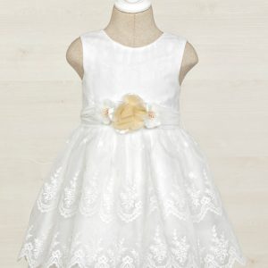 Abel & Lula Meisjes jurk organza borduursel - Wit